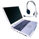 Laptop with headphone and microphone